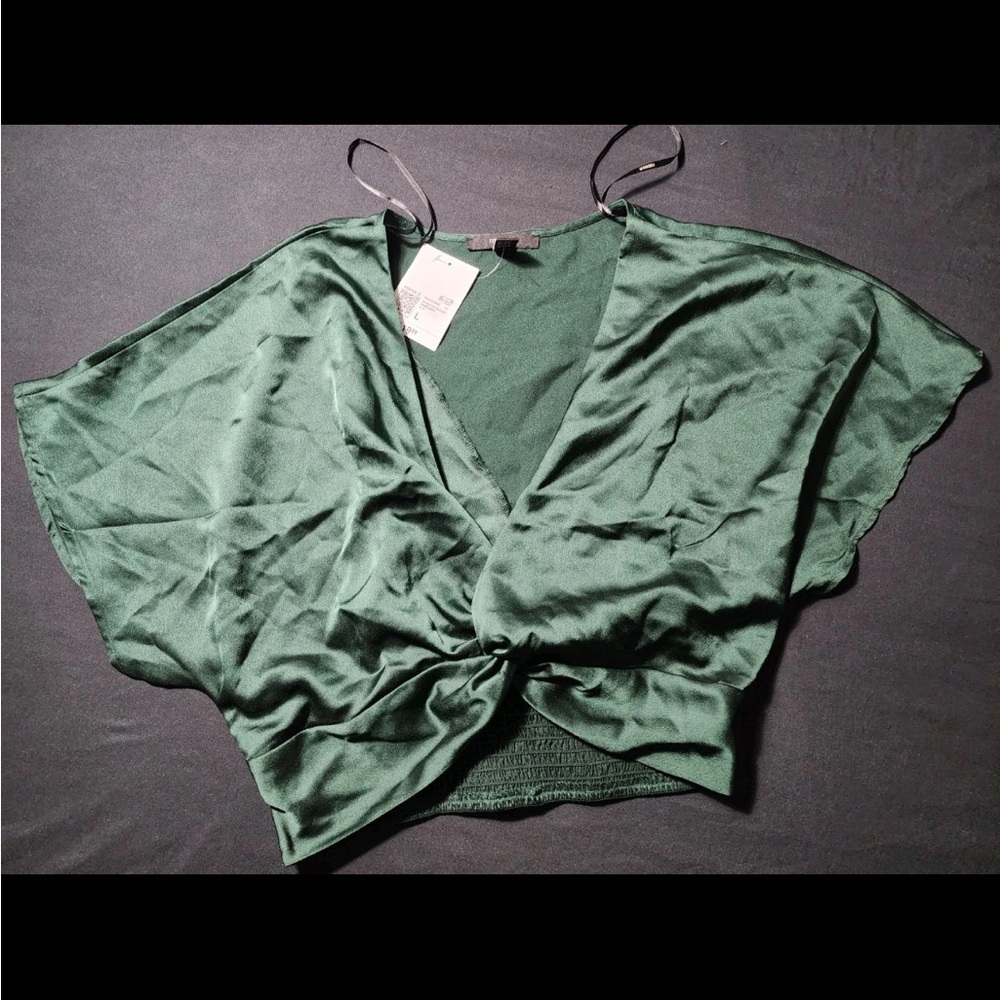 Forever 21 Satin Emerald Blouse